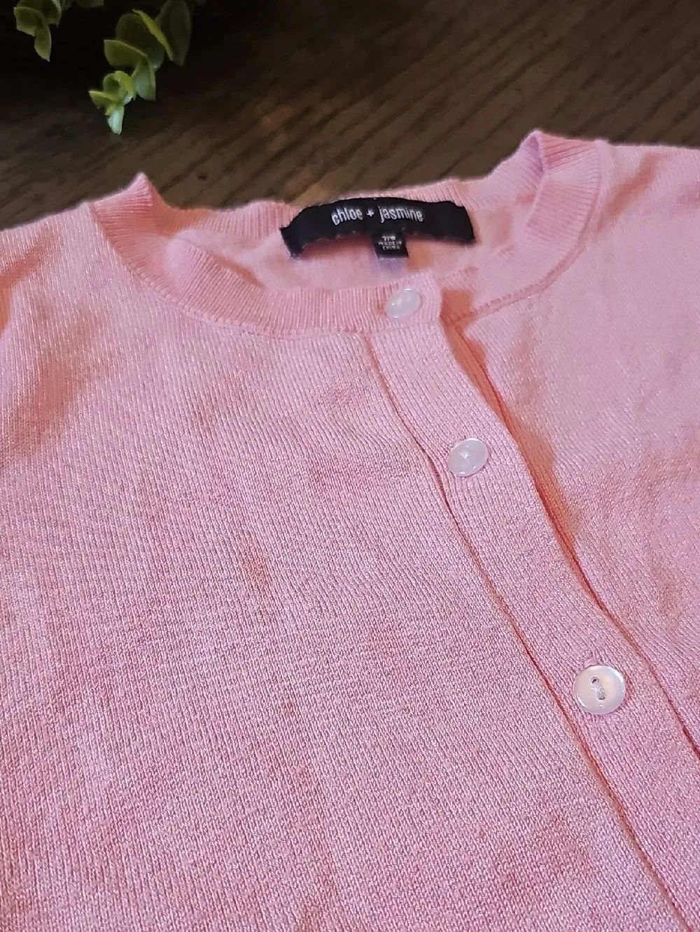 Pink Button Cardigan Size 7/8 - Picture 9 of 9